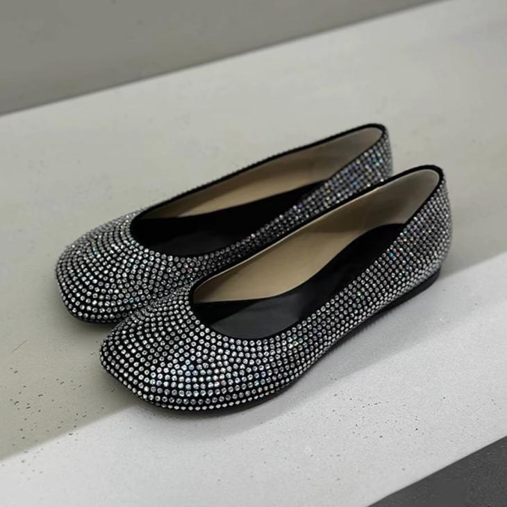 Flats | Womens Toy ballerina in suede and allover rhinestones Flats Flats