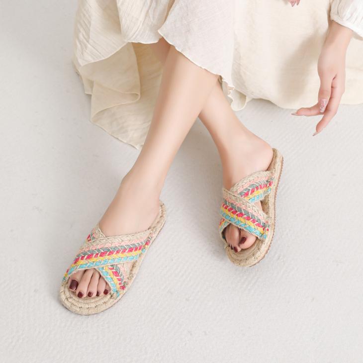 Sandals | Womens Petal espadrille slide in embroidered canvas Sandals Sandals