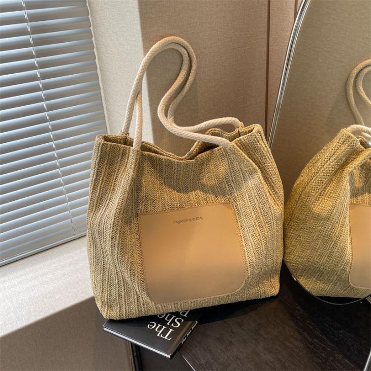 Shoulder Bags | Womens Slit bag in raffia and calfskin Bags Shoulder Bags