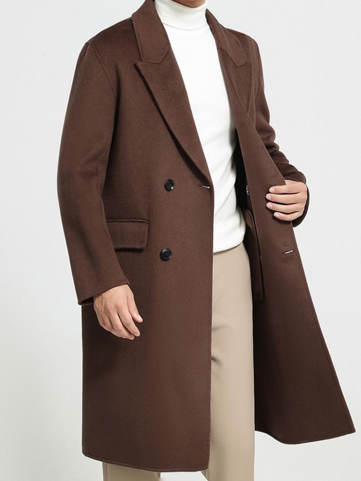 Coats & Outerwear | Mens Double-breasted coat in lama and wool Clothing Coats & Outerwear